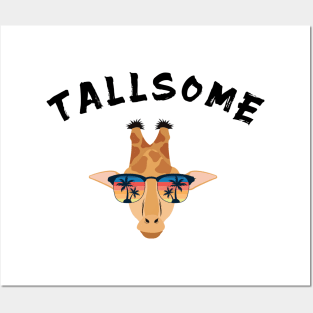 Tallsome with Cartoon Giraffe and Retro sunset sunglasses Posters and Art